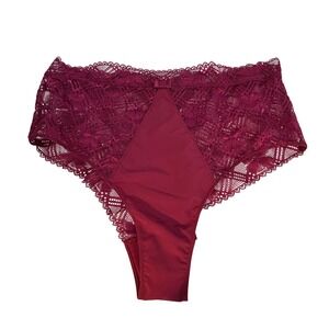 Simone Perele Burgundy Lace High Waist Brief Panty French Size 3 US Medium